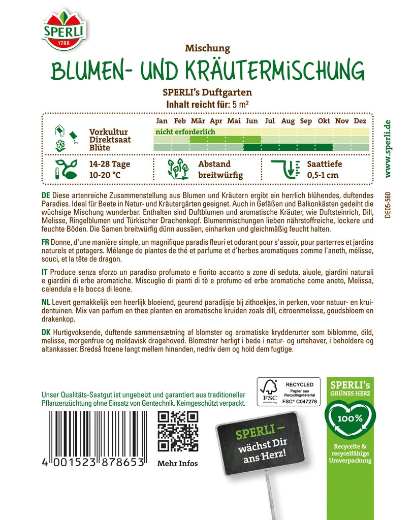 Blumen- und Kräutermischung SPERLI's Duftgarten