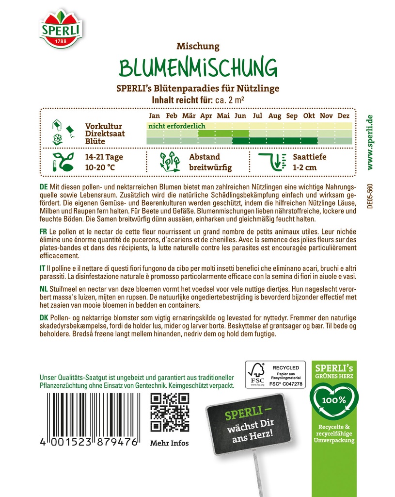 Blumenmischung SPERLI's Blütenparadies für Nützlinge