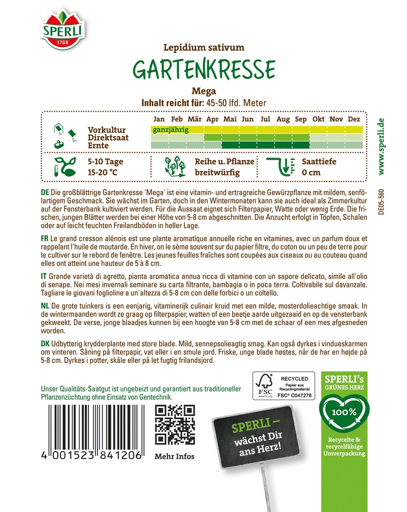 Gartenkresse Mega, MaxiPack 50g