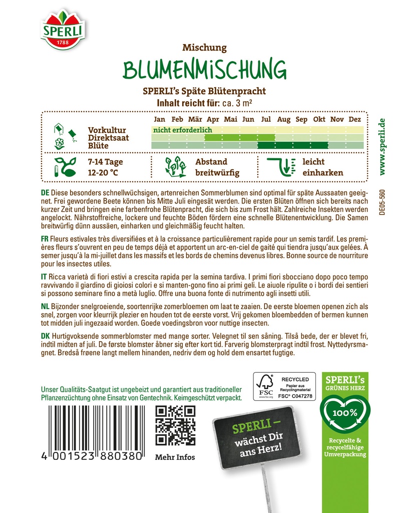 Blumenmischung SPERLI's Späte Blütenpracht