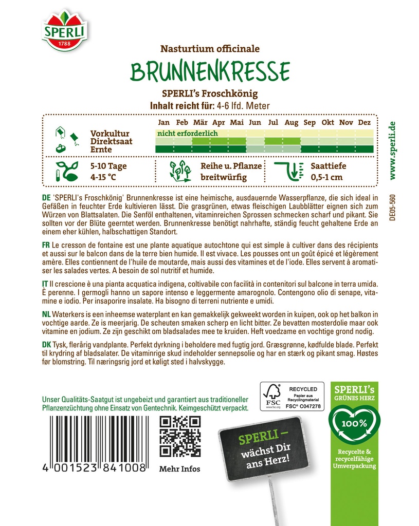 Brunnenkresse SPERLI's Froschkönig