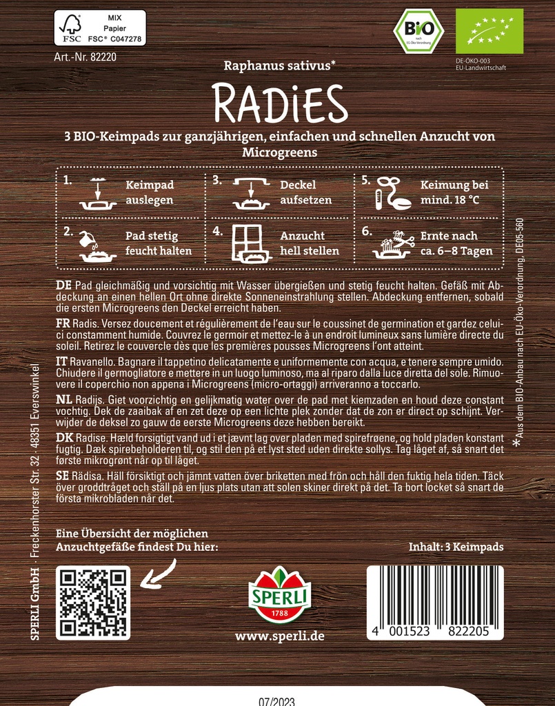 BIO Microgreen-Pads Radies