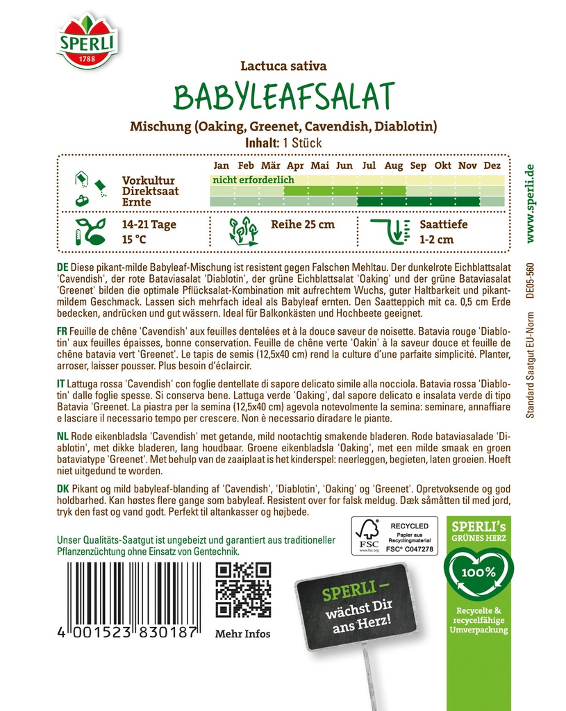 Babyleafsalat Mischung, Saatteppich